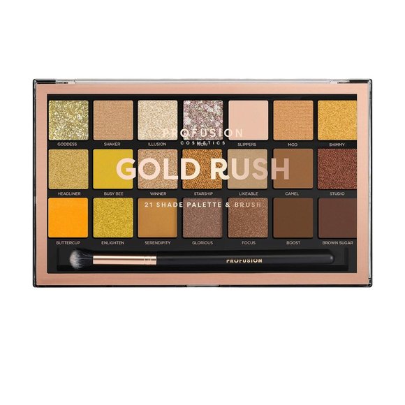 Gold Rush Eyeshadow Palette Collection & Brush by Profusion Cosmetics - Picture 1 of 3